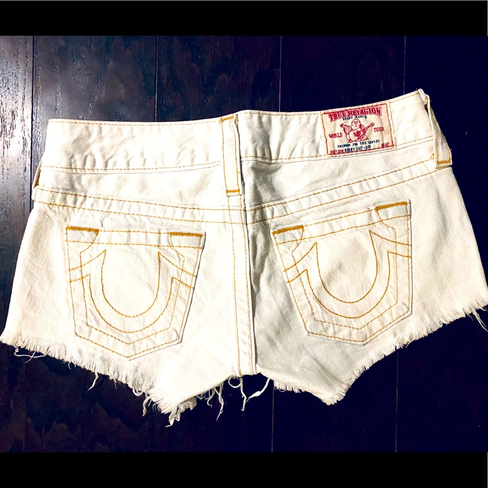 White True Religion denim shorts